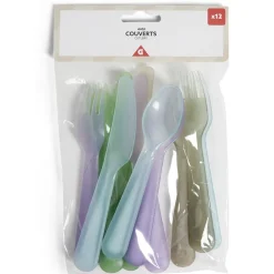 Gifi Lot de 12 couverts pour enfant plastique coloré| Vaisselle Et Accessoires De Table