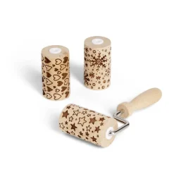 Préparation Culinaire<Gifi Lot de 3 mini rouleaux à pâtisserie en bois à motifs étoile/flocon/coeur