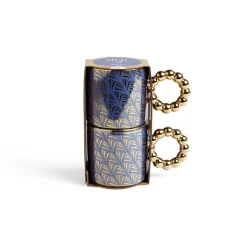 Vaisselle Et Accessoires De Table<Gifi Lot de 2 mugs 30cl design chic bleu foncé et doré