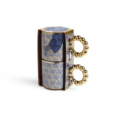 Vaisselle Et Accessoires De Table<Gifi Lot de 2 mugs 30cl design chic bleu foncé et doré