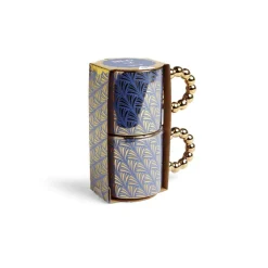 Vaisselle Et Accessoires De Table<Gifi Lot de 2 mugs 30cl design chic bleu foncé et doré