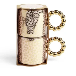 Gifi Lot de 2 mugs 30cl design chic rose et doré| Vaisselle Et Accessoires De Table