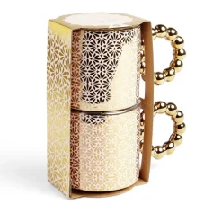 Gifi Lot de 2 mugs 30cl design chic rose et doré| Vaisselle Et Accessoires De Table