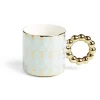 Gifi Lot de 2 mugs 30cl design chic bleu clair et doré| Vaisselle Et Accessoires De Table