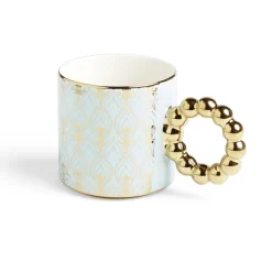 Gifi Lot de 2 mugs 30cl design chic bleu clair et doré| Vaisselle Et Accessoires De Table