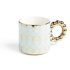 Gifi Lot de 2 mugs 30cl design chic bleu clair et doré| Vaisselle Et Accessoires De Table