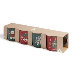 Gifi Lot de 4 mugs en céramique décor Noël 365ml| Vaisselle Et Accessoires De Table