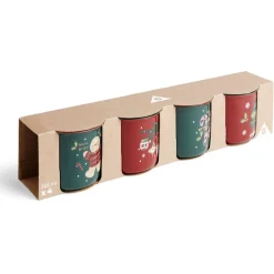 Gifi Lot de 4 mugs en céramique décor Noël 365ml| Vaisselle Et Accessoires De Table
