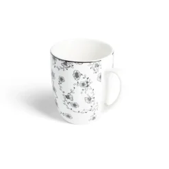 Gifi Lot de 4 mugs 200ml porcelaine Ø8,8x10,4cm noir et blanc| Vaisselle Et Accessoires De Table