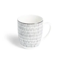 Gifi Lot de 4 mugs 200ml porcelaine Ø8,8x10,4cm noir et blanc| Vaisselle Et Accessoires De Table