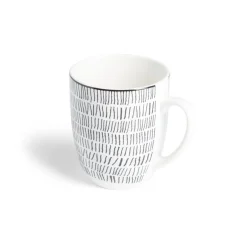 Gifi Lot de 4 mugs 200ml porcelaine Ø8,8x10,4cm noir et blanc| Vaisselle Et Accessoires De Table