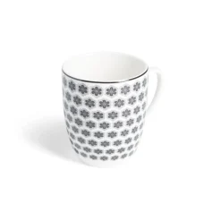 Gifi Lot de 4 mugs 200ml porcelaine Ø8,8x10,4cm noir et blanc| Vaisselle Et Accessoires De Table