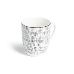 Gifi Lot de 4 mugs 200ml porcelaine Ø8,8x10,4cm noir et blanc| Vaisselle Et Accessoires De Table