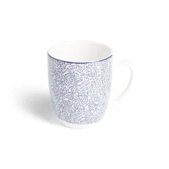 Gifi Lot de 4 mugs 200ml porcelaine Ø8,8x10,4cm bleu et blanc| Vaisselle Et Accessoires De Table
