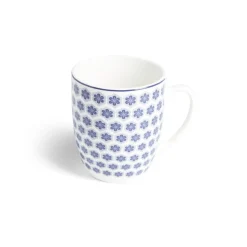 Gifi Lot de 4 mugs 200ml porcelaine Ø8,8x10,4cm bleu et blanc| Vaisselle Et Accessoires De Table