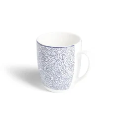 Gifi Lot de 4 mugs 200ml porcelaine Ø8,8x10,4cm bleu et blanc| Vaisselle Et Accessoires De Table