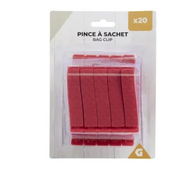 Conservation Alimentaire<Gifi Lot de 20 pinces à sachet plastique rouge