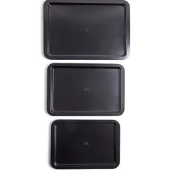 Cuisson<Gifi Lot de 3 plaques à four métal noir 38/43/48x29cm