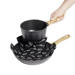 Cuisson<Gifi Lot de 3 protège-poêles Ø38cm polyester noir ou gris