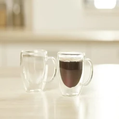 Gifi Lot de 2 tasses double paroi 80ml| Vaisselle Et Accessoires De Table