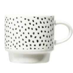 Vaisselle Et Accessoires De Table<Gifi Lot de 4 tasses empilables 20cl porcelaine blanc et noir avec support métal