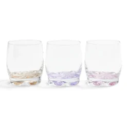 Gifi Lot de 3 verres 29cl en verre transparent fond coloré rose/violet/orange| Vaisselle Et Accessoires De Table
