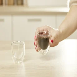 Gifi Lot de 2 verres double paroi 80ml| Vaisselle Et Accessoires De Table