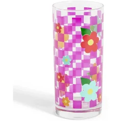 Gifi Lot de 3 verres motif fleurs et carreaux 290ml| Vaisselle Et Accessoires De Table