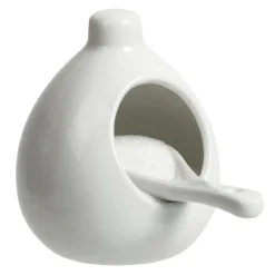 Gifi Main à sel + cuillère en céramique blanc| Vaisselle Et Accessoires De Table