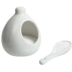 Gifi Main à sel + cuillère en céramique blanc| Vaisselle Et Accessoires De Table