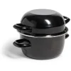 Cuisson<Gifi Marmite à moules avec couvercle acier noir Ø18xH16,5cm