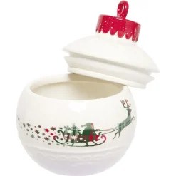 Conservation Alimentaire<Gifi Mini bonbonnière en céramique décor Noël rouge blanc