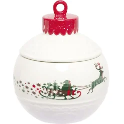 Conservation Alimentaire<Gifi Mini bonbonnière en céramique décor Noël rouge blanc