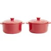 Cuisson<Gifi Mini cocotte en céramique motif flocon rouge x2
