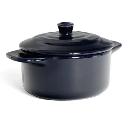 Cuisson<Gifi Mini cocotte individuelle en céramique avec couvercle - bleu ou noir
