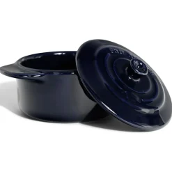 Cuisson<Gifi Mini cocotte individuelle en céramique avec couvercle - bleu ou noir