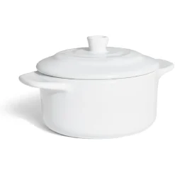Cuisson<Gifi Mini cocotte individuelle en céramique avec couvercle - gris ou blanc