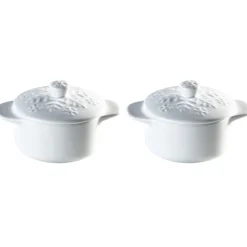 Cuisson<Gifi Minis cocottes blanches avec couvercles motifs flocons x2