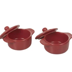 Cuisson<Gifi Minis cocottes rouges mat avec couvercle x2