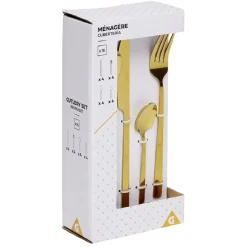 Gifi Ménagère 16 couverts inox doré| Vaisselle Et Accessoires De Table