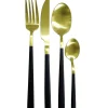 Gifi Ménagère 16 couverts noir et doré| Vaisselle Et Accessoires De Table