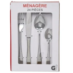 Gifi Ménagère 24 pièces argenté| Vaisselle Et Accessoires De Table