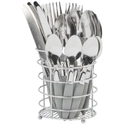 Gifi Ménagère 24 pièces gris et son panier| Vaisselle Et Accessoires De Table