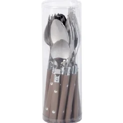 Gifi Ménagère 16 pièces inox manche plastique taupe| Vaisselle Et Accessoires De Table