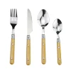 Gifi Ménagère 16 pièces inox manche plastique jaune doré| Vaisselle Et Accessoires De Table