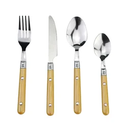Gifi Ménagère 16 pièces inox manche plastique jaune doré| Vaisselle Et Accessoires De Table
