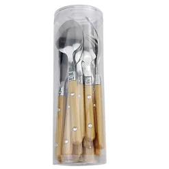 Gifi Ménagère 16 pièces inox manche plastique jaune doré| Vaisselle Et Accessoires De Table