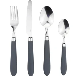 Gifi Ménagère 24 pièces inox manche antidérapant soft touch gris| Vaisselle Et Accessoires De Table