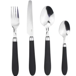 Gifi Ménagère 24 pièces inox manche antidérapant soft touch noir| Vaisselle Et Accessoires De Table