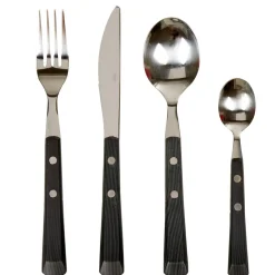 Vaisselle Et Accessoires De Table<Gifi Ménagère 16 pièces manche effet bois noir